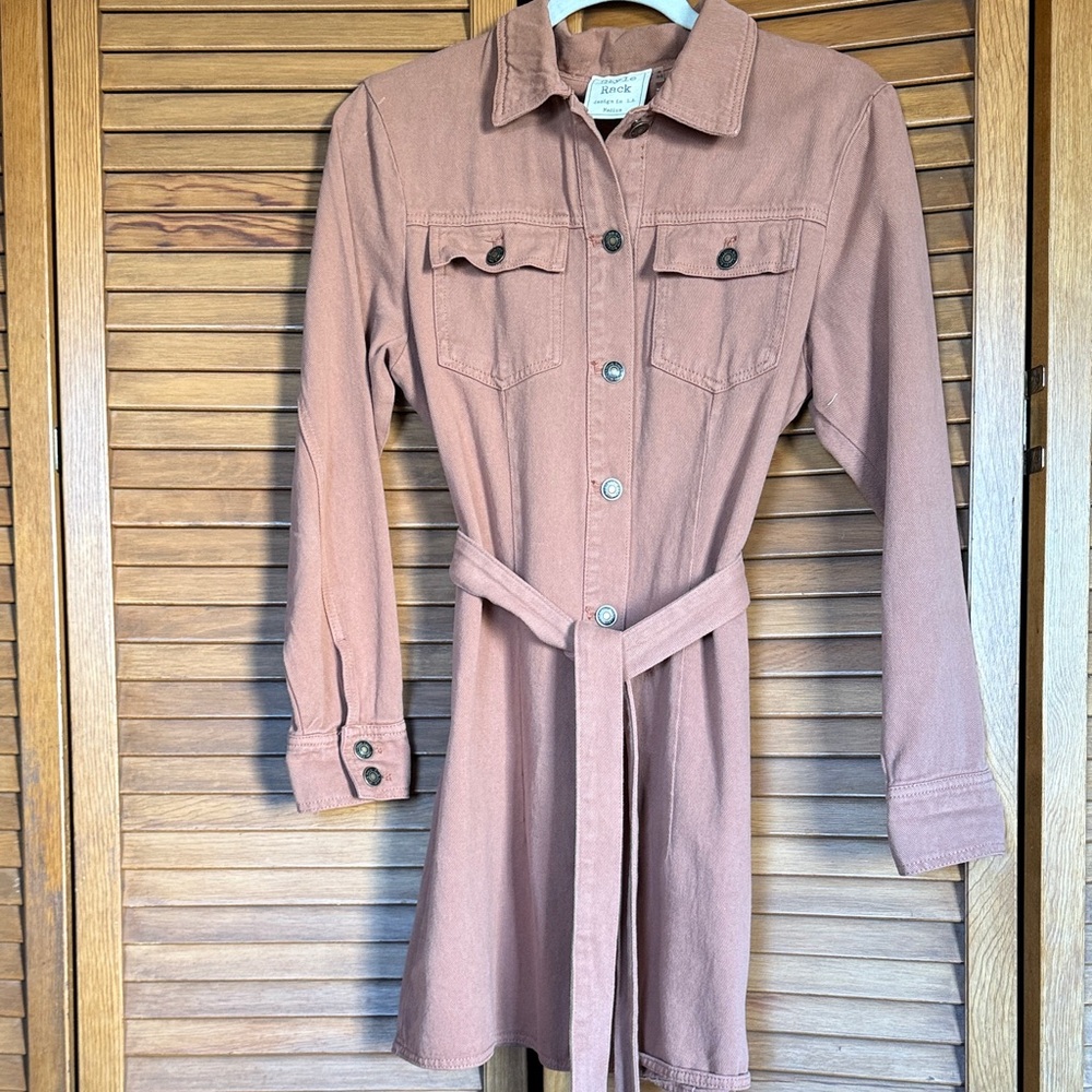 Style Rack Mauve Belted Shirt Dress